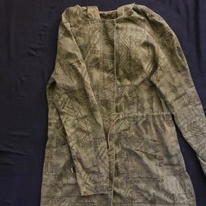 Tribal print utility jacket with hood